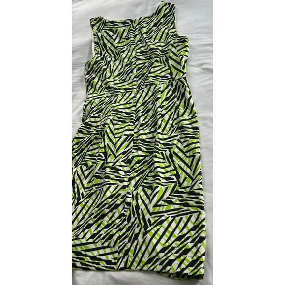 Maggy London Womens Black Green Sleeveless Plunging Wrap Midi Dress Size 10 - Picture 2 of 10